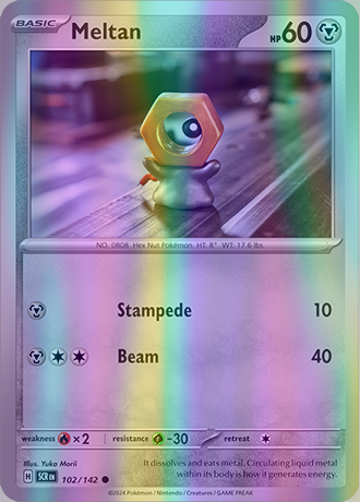 Meltan - 102/142 (SCR) Common - Near Mint Reverse Holo