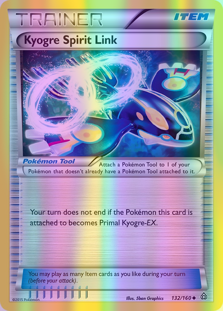 Kyogre Spirit Link - 132/160 (PRC) Uncommon - Near Mint Reverse Holofoil