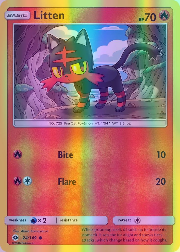 Litten - 024/149 (SM01) Common - Near Mint Reverse Holofoil