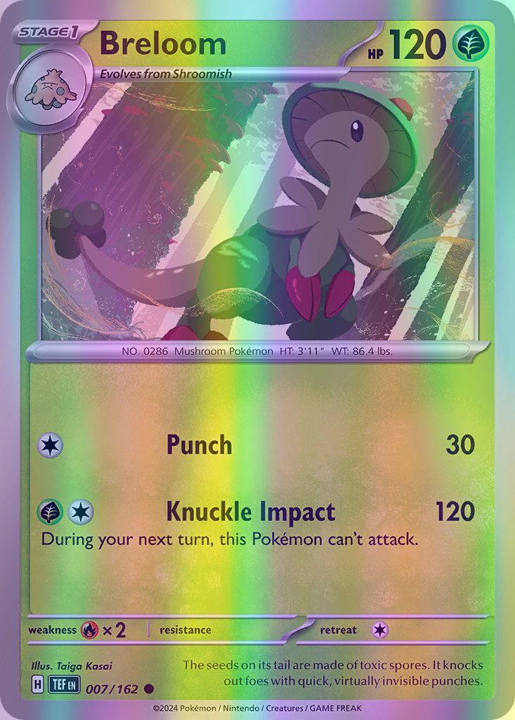 Breloom - 007/162 (TEF) Common - Near Mint Reverse Holofoil