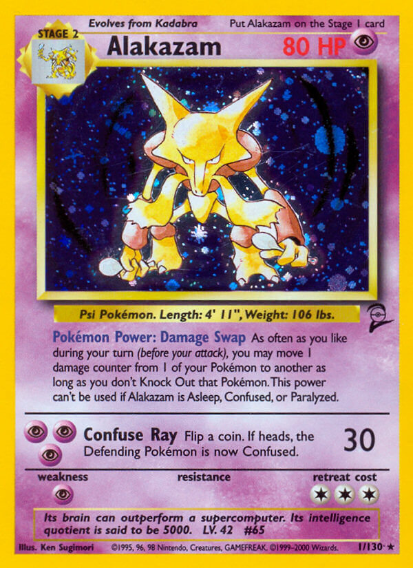 Alakazam - 001/130 (BS2) Holo Rare - Near Mint Holofoil