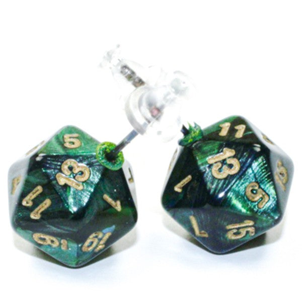 CHX54504: Stud Earrings - Scarab: Mini d20 Jade (Pair)