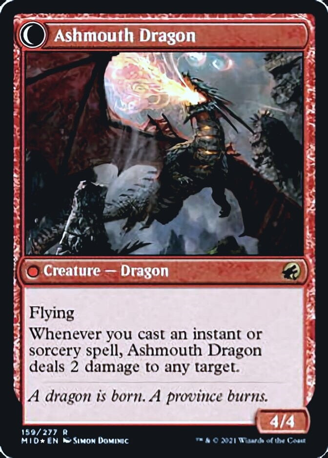 Smoldering Egg//Ashmouth Dragon (MID-R-PRE)