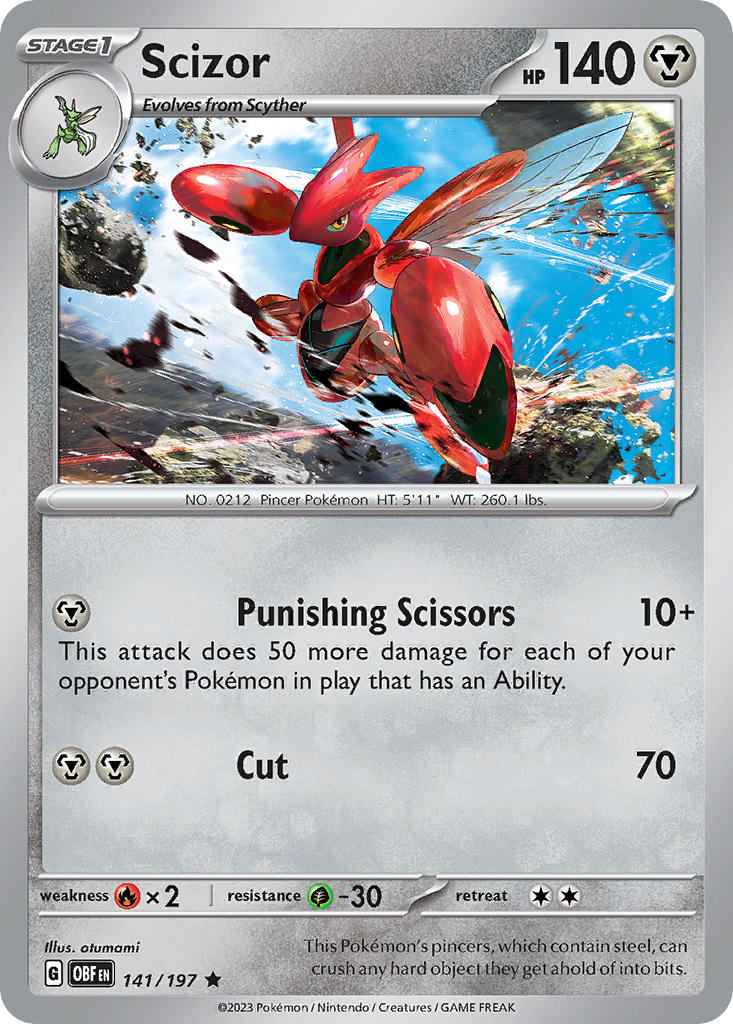 Scizor - 141/197 (OBF) Rare - Near Mint Holofoil