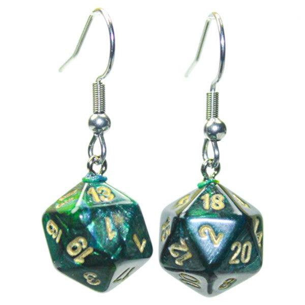 CHX54204: Hook Earrings - Scarab: Mini d20 Jade (Pair)