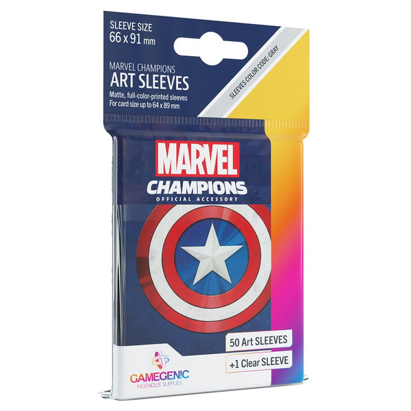 GameGenic: Marvel Champion Art Sleeves - Captain America (Grey 50ct)