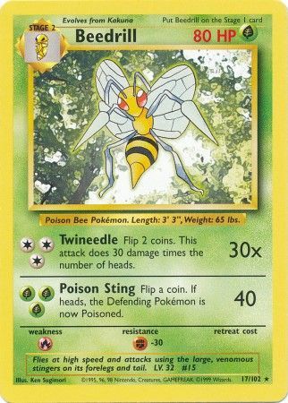 Beedrill - 017/102 (BS) Rare - Near Mint