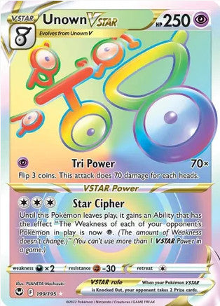 Unown VSTAR (Secret) - 199/195 (SWSH12) Secret Rare - Near Mint Holofoil