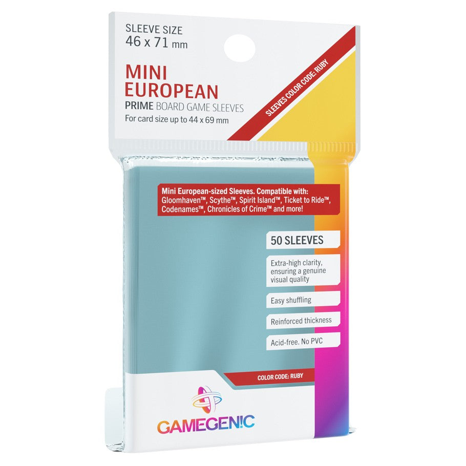 GameGenic: Prime Board Game Sleeves - Mini European (Ruby 50ct) (OOP)