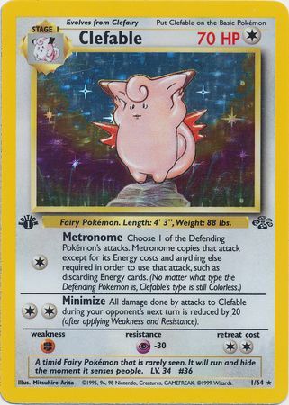 Clefable  - 01/64 (JU) Holo Rare - Near Mint 1st Edition Holofoil