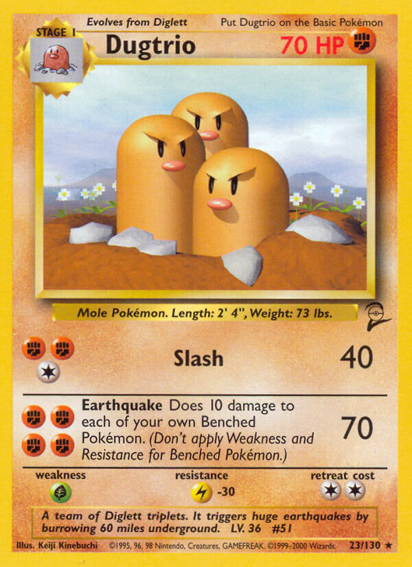 Dugtrio - 023/130 (BS2) Rare - Near Mint