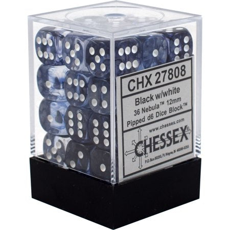 CHX27808: Nebula - 12mm D6 Black w/white (36)