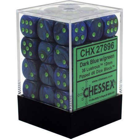 CHX27896: Lustrous - 12mm Dark Blue w/green (36) (OOP)