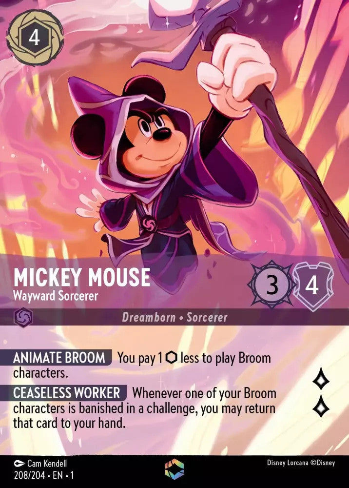 Mickey Mouse - Wayward Sorcerer (Alternate Art) (The First Chapter 208/204) Enchanted - Near Mint Holofoil