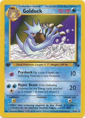 Golduck - 35/62 (FO) Uncommon - Near Mint 1st Edition