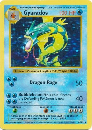 Gyarados - 006/102 (BSS) Holo Rare - Near Mint Unlimited Holofoil