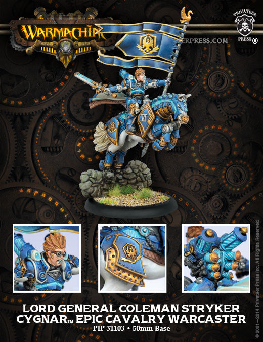 Warmachine: Cygnar - Lord General Coleman Stryker, Epic Cavalry Warcaster (Metal)