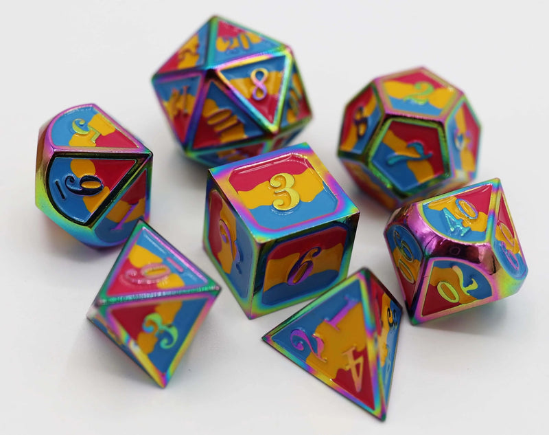 Pansexual Pride Flag RPG Metal Dice Set