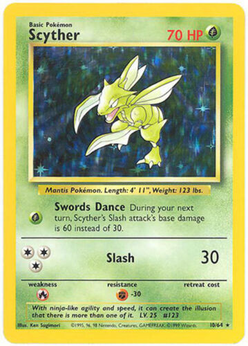 Scyther - 10/64 (JU) Holo Rare - Near Mint Unlimited Holofoil Misprint