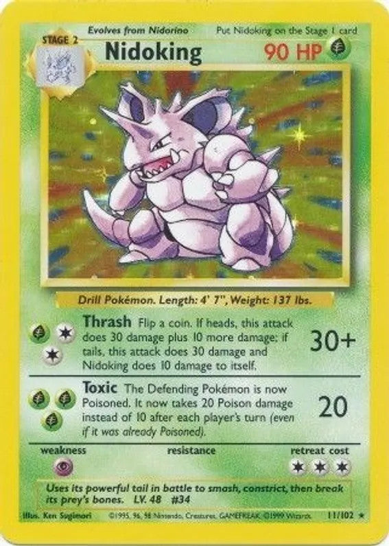 Nidoking - 011/102 (BS) Holo Rare - Near Mint Holofoil