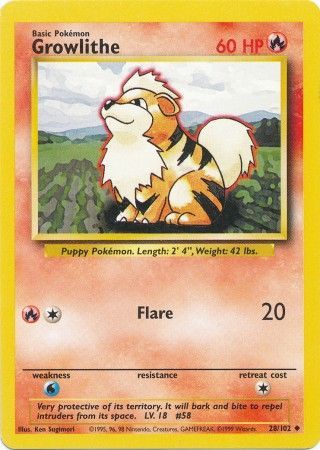 Growlithe - 028/102 (BS) Uncommon - Near Mint