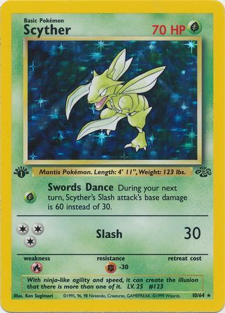 Scyther - 10/64 (JU) Holo Rare - Near Mint 1st Edition Holofoil