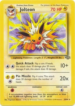 Jolteon - 20/64 (JU) Rare - Near Mint Unlimited