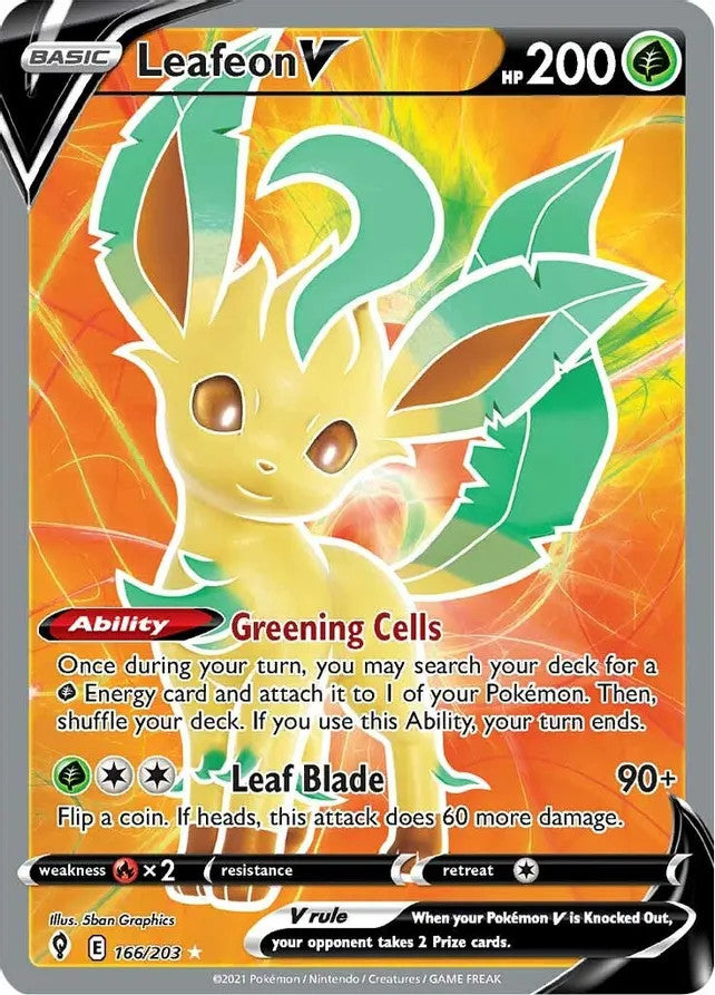 Leafeon V (Full Art) - 166/203 (SWSH07) Ultra Rare - Near Mint Holofoil