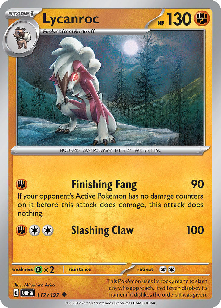 Lycanroc - 117/197 (OBF) Uncommon - Near Mint