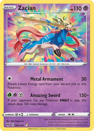 Zacian - 082/185 (SWSH04) Amazing Rare - Near Mint Holofoil