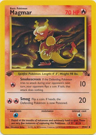 Magmar - 39/62 (FO) Uncommon - Near Mint 1st Edition