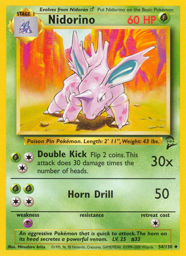 Nidorino - 054/130 (BS2) Uncommon - Near Mint