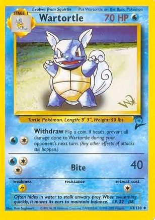 Wartortle - 63/130 (BS2) Common - Near Mint Unlimited WOTC Promo