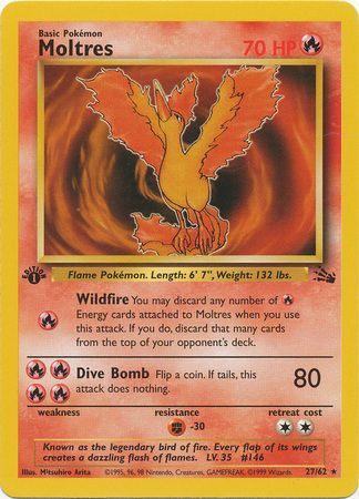 Moltres - 27/62 (FO) Rare - Near Mint 1st Edition