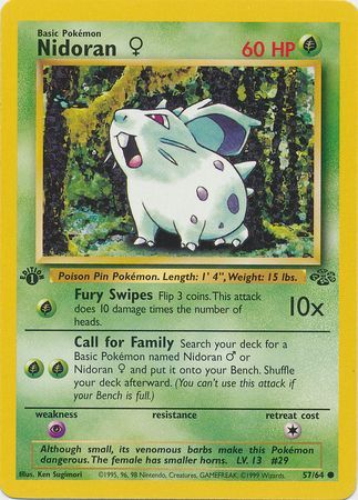 Nidoran F - 57/64 (JU) Common - Near Mint 1st Edition