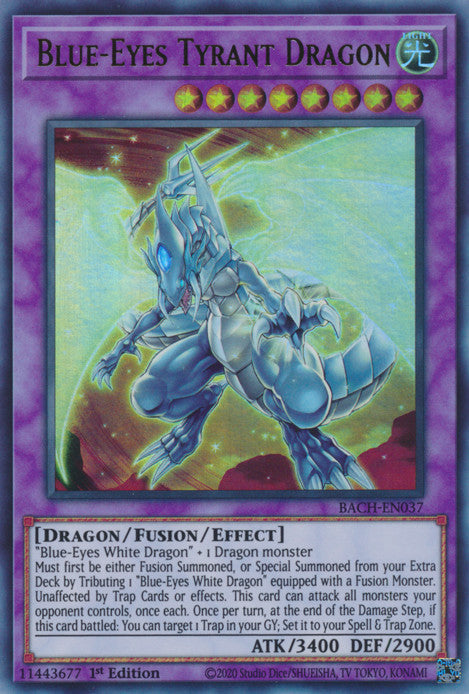 Blue-Eyes Tyrant Dragon (BACH-EN037) Ultra Rare - Near Mint 1st Edition