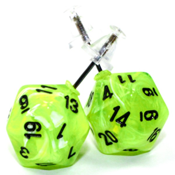 CHX54505: Stud Earrings - Vortex: Mini d20 Bright Green (Pair)