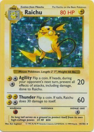 Raichu - 014/102 (BSS) Holo Rare - Near Mint Unlimited Holofoil