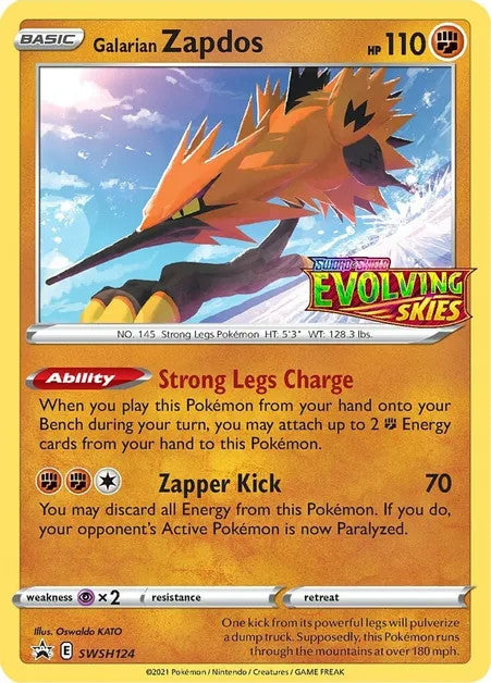 Galarian Zapdos  - SWSH124 (SVP) Prerelease Stamped