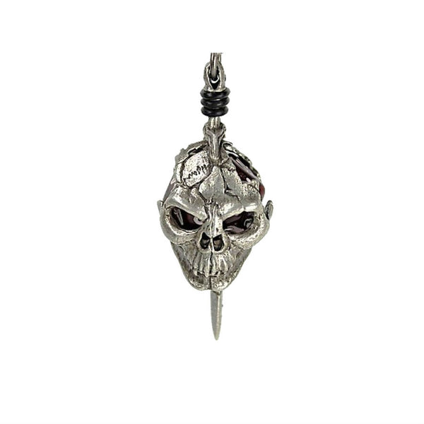 CHX53106: Dice Pendant - Old Silver: d20 - Skull and Dagger