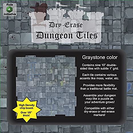 Dry Erase Dungeon Tiles: Graystone - Pack of 9 Ten Inch Squares