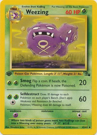 Weezing - 45/62 (FO) Uncommon - Near Mint 1st Edition