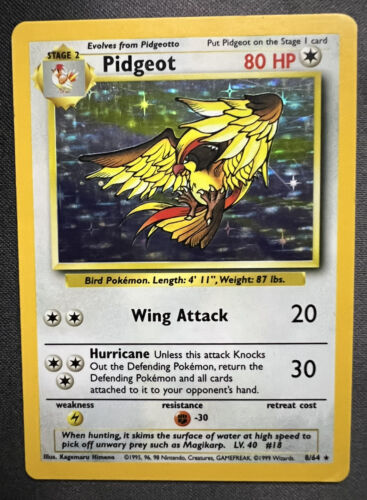 Pidgeot  - 08/64 (JU) Holo Rare - Near Mint Unlimited Holofoil Misprint