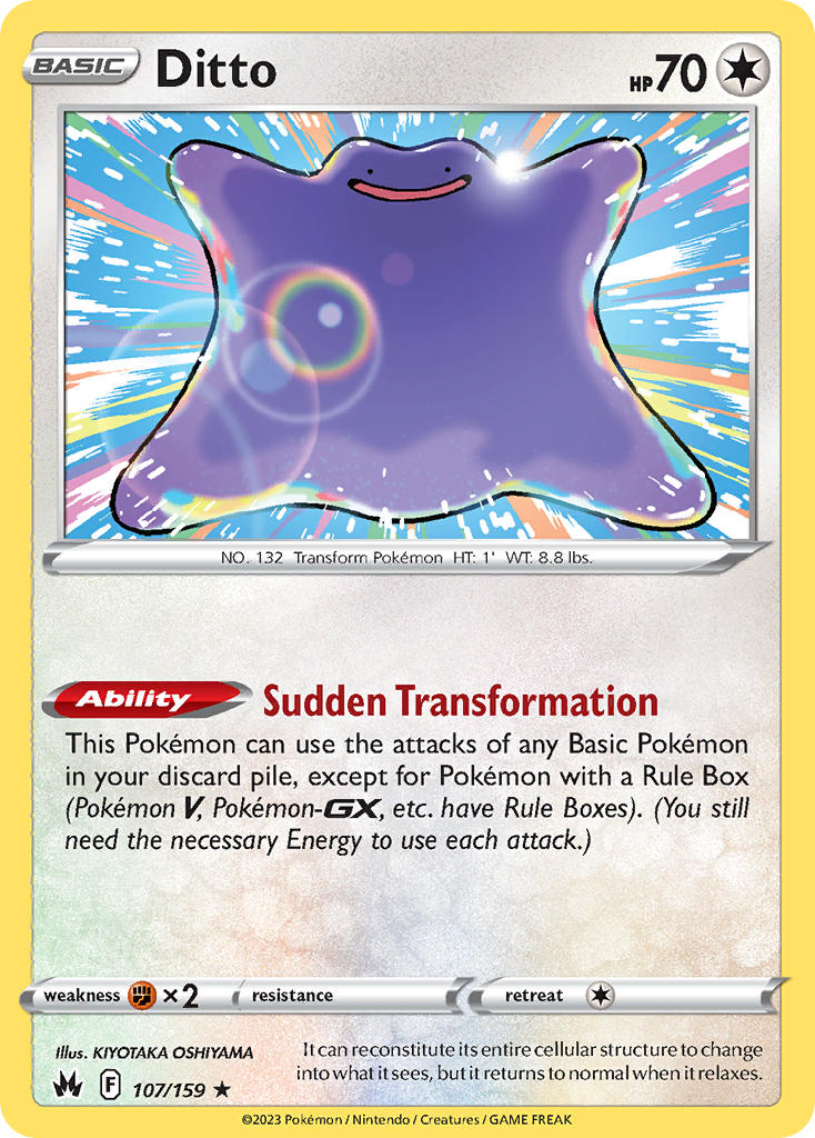 Ditto - 107/159 (CRZ) Holo Rare -  Near Mint Holofoil