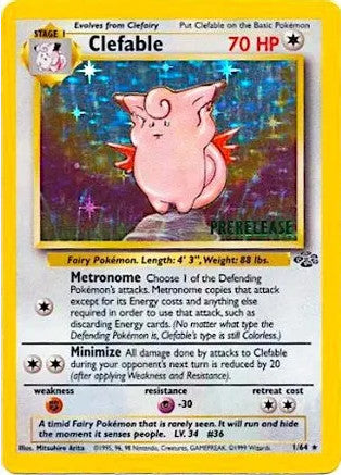 Clefable  - 01/64 (JU) Holo Rare - Light Play (PRERELEASE STAMPED)