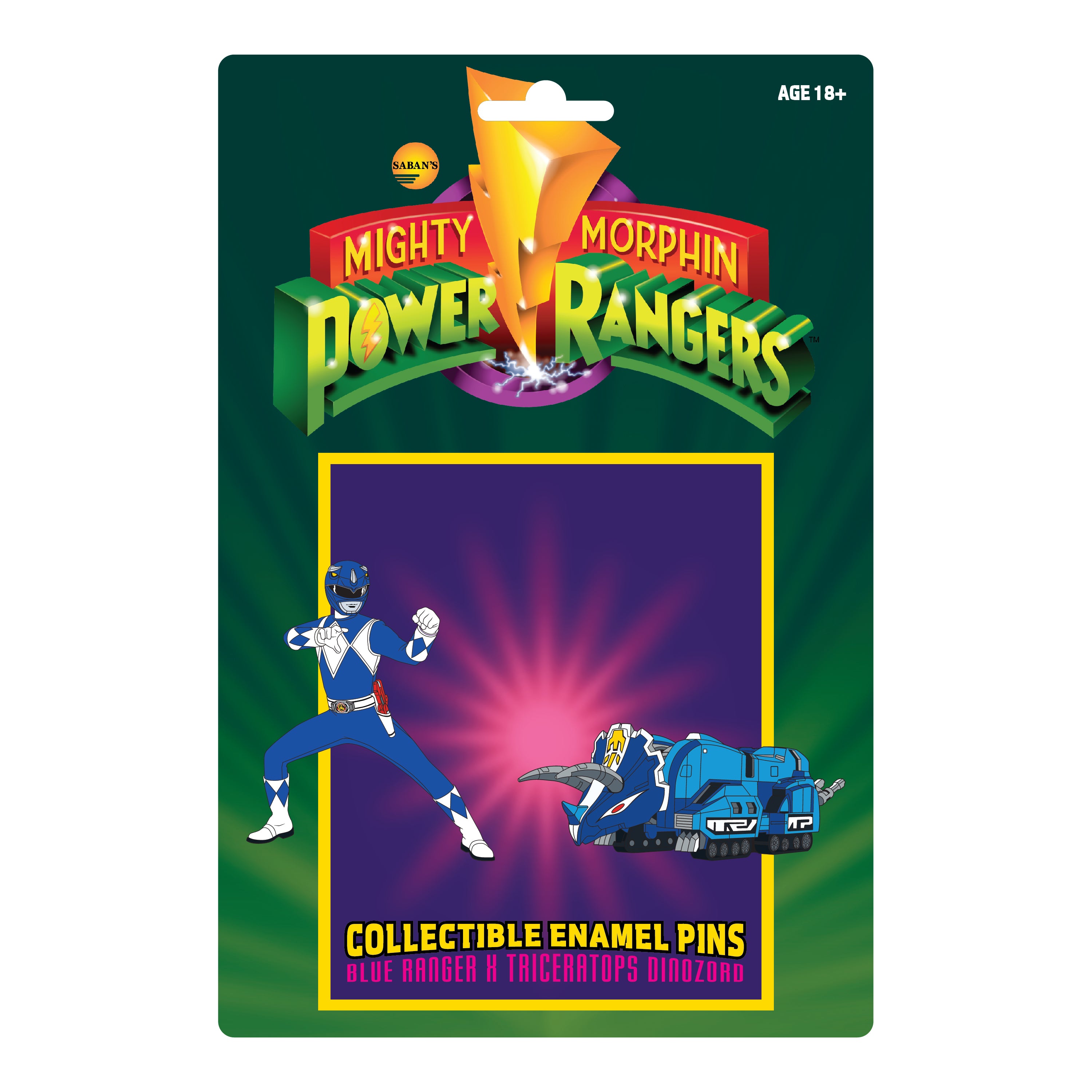 POWER RANGERS BLUE RANGER X TRICERATOPS ZORD PIN SET