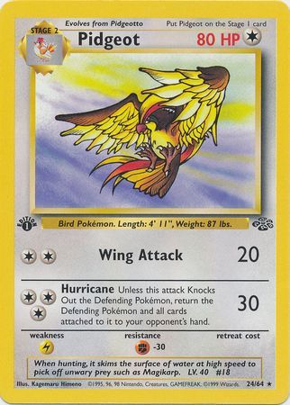 Pidgeot  - 24/64 (JU) Rare - Near Mint 1st Edition