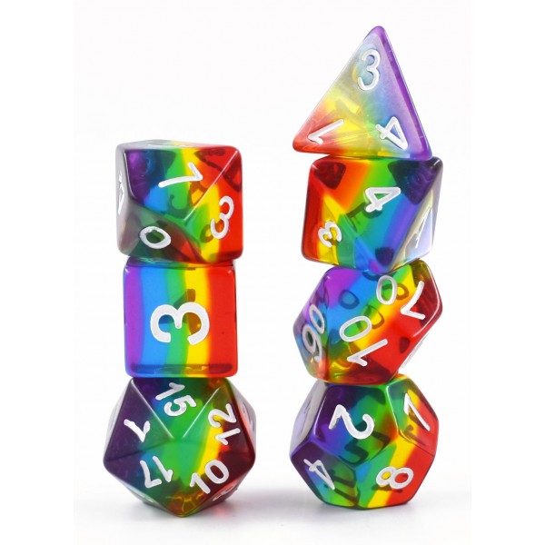 HDTL-06: Transparent - Rainbow Dice Poly Set (7)