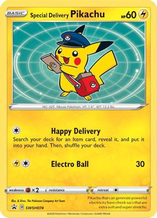 Special Delivery Pikachu - SWSH074 (SWSH:PR) Promo - Near Mint Holofoil