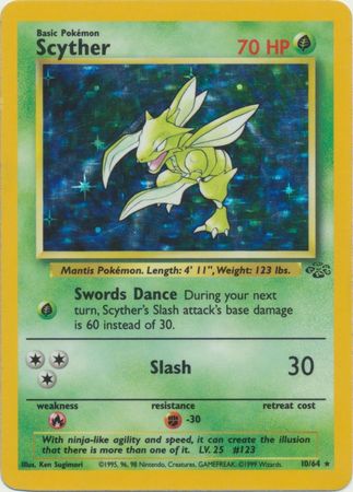 Scyther - 10/64 (JU) Holo Rare - Near Mint Unlimited Holofoil